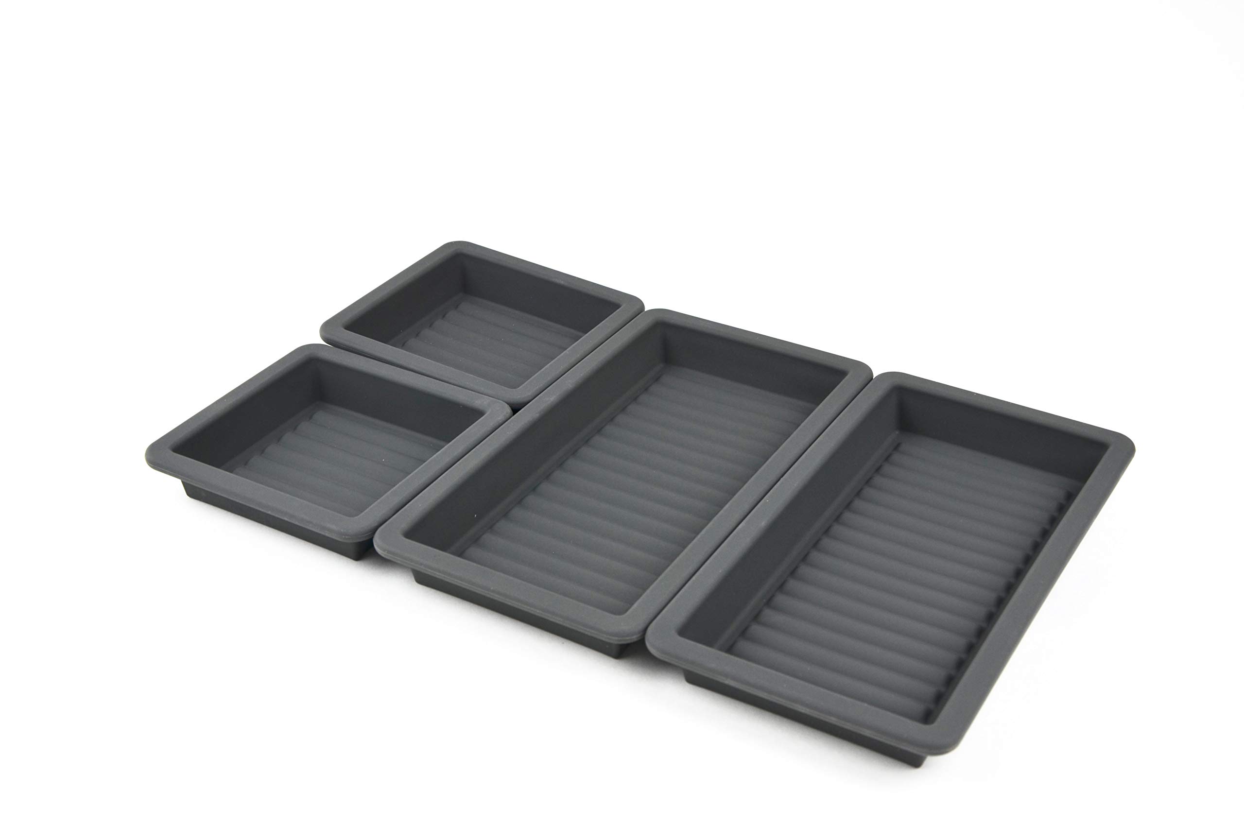 Gear Gurus Baking Pan Dividers - Silicone Baking Trays, Sheet Pan Cooking, Nonstick 4 Piece Set, Reinforced Rims, Ribbed Bottoms, Oven Dishwasher Safe