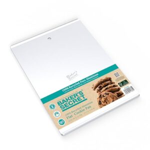 Baker's Secret Extra Thick -2.7mm- Pure Aluminum Large Flat Cookie Sheet 18" x 14", 100% Recycled Aluminum Flat Baking Sheet Commercial Grade Flat with hanging hole- The Natural Aluminum Collection