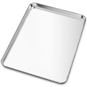 baking sheet, yododo stainless steel baking pans tray cookie sheet toaster oven tray pan cookie pan, non toxic & healthy, superior mirror finish & rust free, easy clean & dishwasher safe - 23½ inch