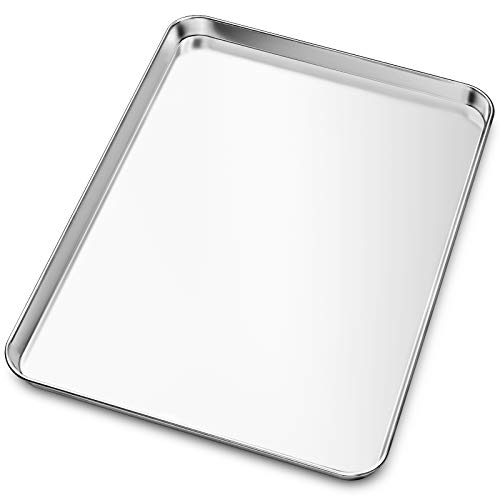 Baking Sheet, Yododo Stainless Steel Baking Pans Tray Cookie Sheet Toaster Oven Tray Pan Cookie Pan, Non Toxic & Healthy, Superior Mirror Finish & Rust Free, Easy Clean & Dishwasher Safe - 23½ inch