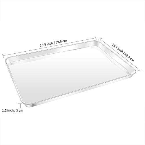 Baking Sheet, Yododo Stainless Steel Baking Pans Tray Cookie Sheet Toaster Oven Tray Pan Cookie Pan, Non Toxic & Healthy, Superior Mirror Finish & Rust Free, Easy Clean & Dishwasher Safe - 23½ inch