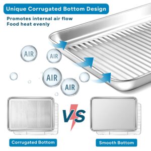 Herogo Baking Pan Sheet with Cooling Rack Set for Oven, 18 x 13 x 1 Inch, Stainless Steel Fluted Bakeware Cookie Sheet Tray Non-stick, Dishwasher Safe