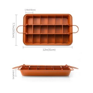 L-Lei Non-Stick Brownie Pans with Dividers, 18-Lattice Brownie Baking Tray, Bakeware for Oven Baking,Cake pan