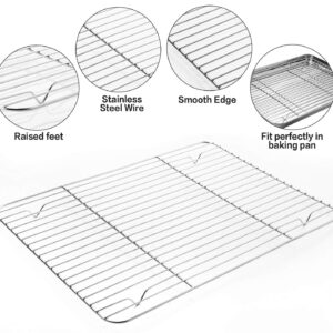 MCIRCO 8 Pcs Glass Baking Dish Set with Lids, 9 Pcs Stainless Steel Baking Sheet Tray Cooling Rack with Silicone Baking Mat Set, For Cooking, Baking