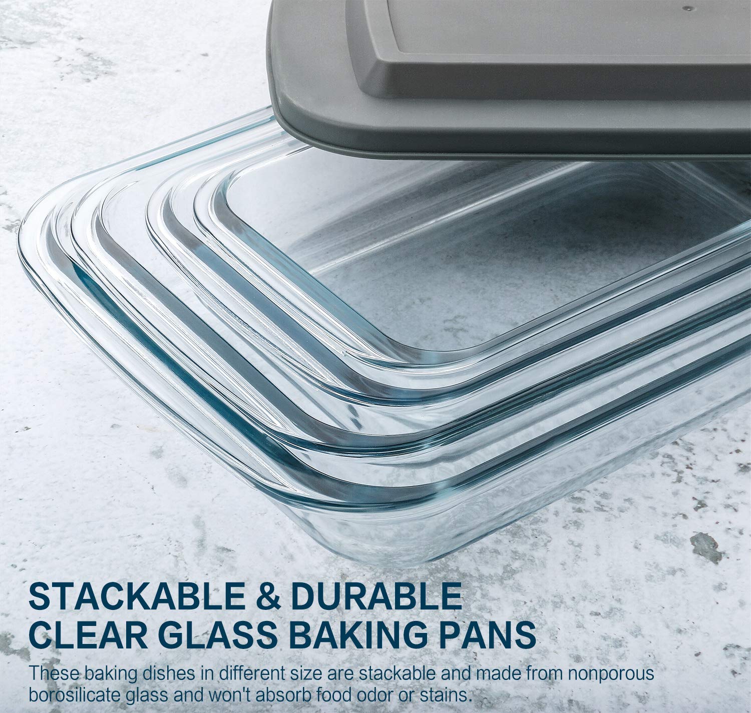 MCIRCO 8 Pcs Glass Baking Dish Set with Lids, 9 Pcs Stainless Steel Baking Sheet Tray Cooling Rack with Silicone Baking Mat Set, For Cooking, Baking