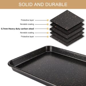 Suice Small Cookie Sheet 11 x 9 x 1 Inch, Nonstick Toaster Oven Pan Set of 2, Heavy Duty Carbon Steel Mini Baking Pan Toaster Tray for Bakery, Cookie, Biscuit, Cake, Bread, Pizza - Special Pattern