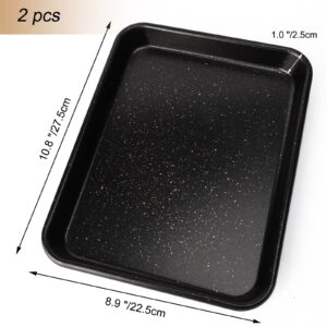 Suice Small Cookie Sheet 11 x 9 x 1 Inch, Nonstick Toaster Oven Pan Set of 2, Heavy Duty Carbon Steel Mini Baking Pan Toaster Tray for Bakery, Cookie, Biscuit, Cake, Bread, Pizza - Special Pattern