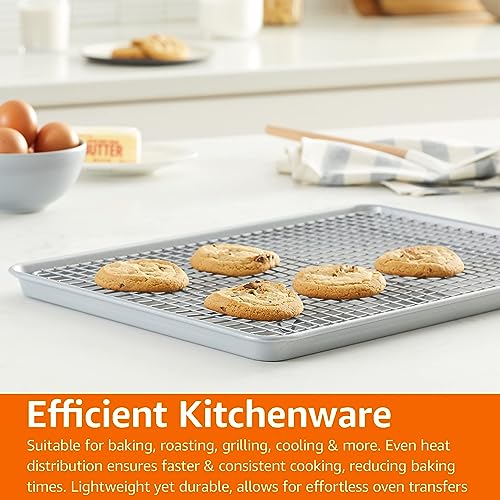 Amazon Basics Nonstick Baking Sheet & Cooling Rack Set, Half Sheet Size - 1 Pack, Gray