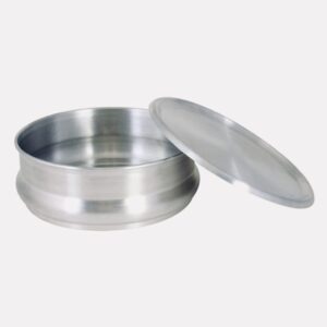 tezzorio 48 oz round stacking dough pan with lid, aluminum commercial grade dough pan