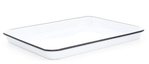 enamelware jelly roll pan, 16 x 12.25 inches, vintage white/black