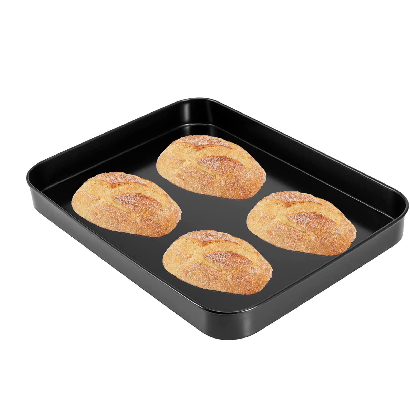 HOIGON 4 Pieces 7 x 9.6 x 1 Inch Baking Sheet Pans, Non Stick Baking Toaster Oven Pan Tray, Rectangular Bakeware Cookie Sheets Baking Sheets for Oven