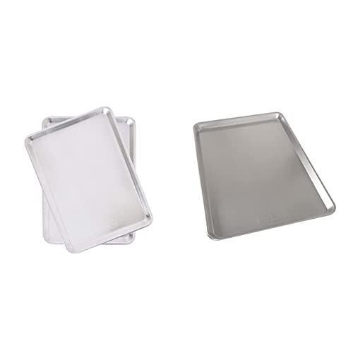 Nordic Ware Natural Aluminum Commercial Baker's Half Sheet, 2-Pack, Silver and Nordic Ware Naturals Big Sheet, Silver