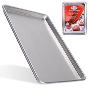 alpine cuisine three quarter professional aluminum cookie sheet 22-inch - rimmed baking sheets for oven - durable, oven-safe, easy to clean, commercial quality - great for roasting & baking