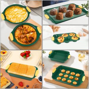 Luxury 10in1 Nonstick Carbon Steel Baking Cake Pan Cookie Sheet Molds Tray Set for Oven, BPA Free Heat Resistant Bakeware Suppliers Tools Kit for Muffin Loaf Pizza Bread Cheesecake Cupcake Pie Utensil