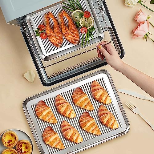 Homikit Bakeware Set of 5, Stainless Steel Baking Pan Sets Nonstick, Heavy Duty Metal Baking Sheets Tray and Round Cake Bread Meatloaf Pans Great for Oven Cooking Roasting, Rust Free & Dishwasher Safe