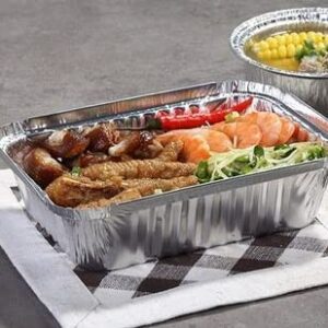 Aluminum Pans – Practical Food Containers and Lids – 2.25lbs Disposable Food Containers with Lids - Food Prep Containers with Lids for Takeout, Freezer, Oven - 8.5 x 6-inch Aluminum Foil Pans – 50pcs