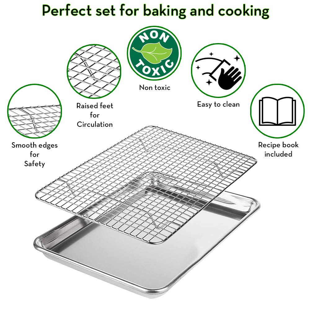 Baking Sheet With Rack - Simple And Easy To Use Baking Rack For Oven Cooking - High Grade Aluminum Baking Sheet With Wire Rack Set