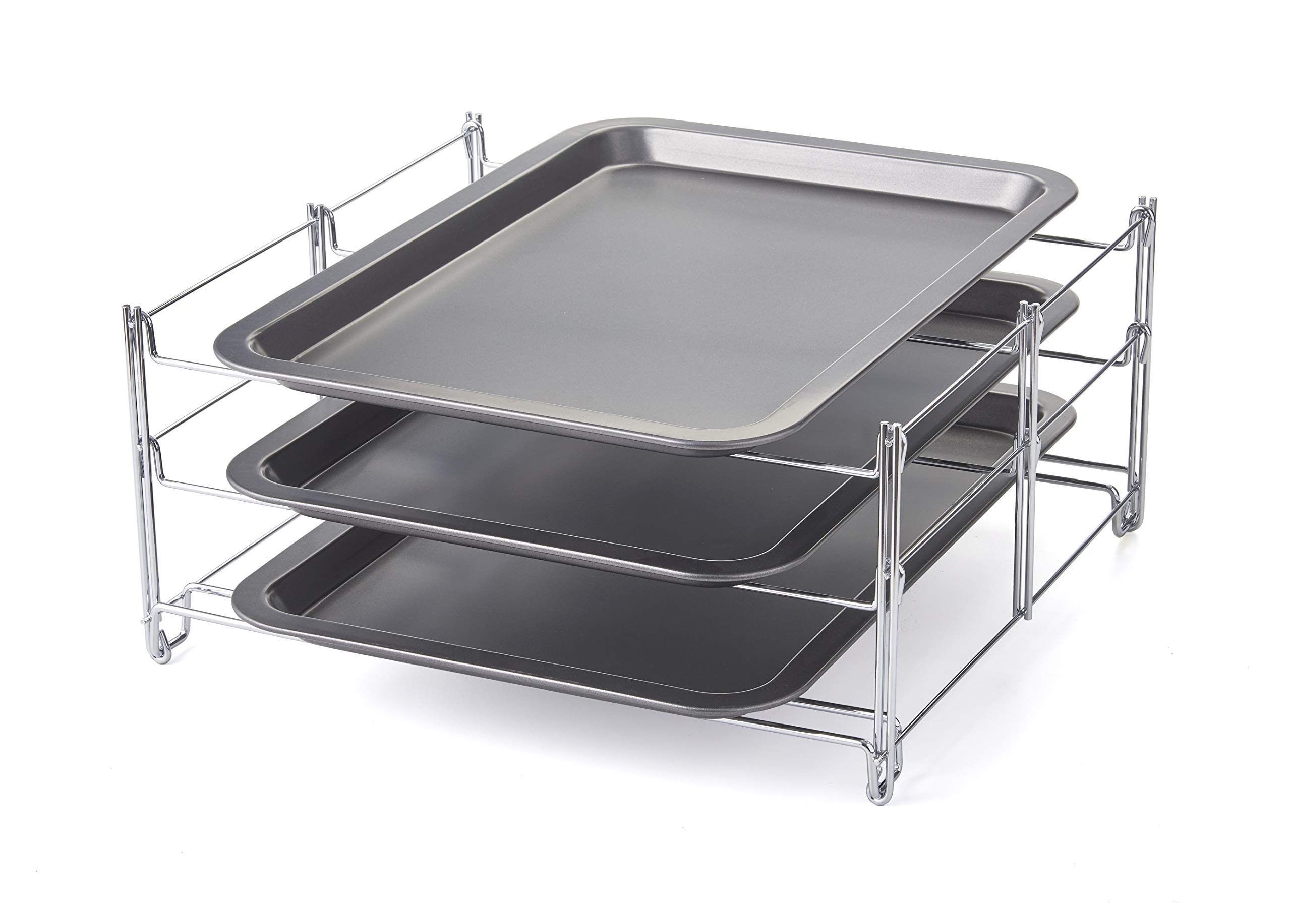 Nifty Solutions Insert with 3 Non-Stick, One Size, 3 Tier Baking Rack WITH Cookie Sheets