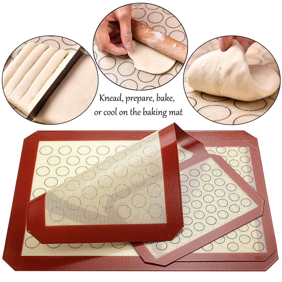 Yododo Baking Sheet with Silicone Mat Set, Set of 8 (4 Sheets + 4 Mats), Stainless Steel Cookie Sheet Baking Pans with Reusable Silicone Baking Mat, Non Toxic & Heavy Duty & Easy Clean