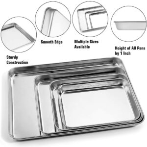 Yododo Baking Sheet with Silicone Mat Set, Set of 8 (4 Sheets + 4 Mats), Stainless Steel Cookie Sheet Baking Pans with Reusable Silicone Baking Mat, Non Toxic & Heavy Duty & Easy Clean