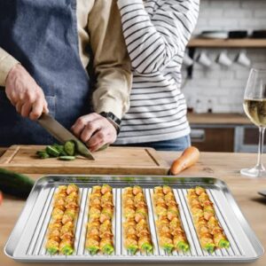 TeamFar Baking Sheet, 17.6”x13”x1” Stainless Steel Cookie Sheet Pan Tray for Oven, Healthy & Non Toxic, Corrugated Bottom & Dishwasher Safe - 2pcs