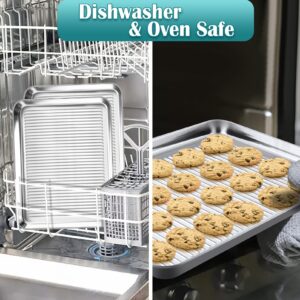 TeamFar Baking Sheet, 17.6”x13”x1” Stainless Steel Cookie Sheet Pan Tray for Oven, Healthy & Non Toxic, Corrugated Bottom & Dishwasher Safe - 2pcs