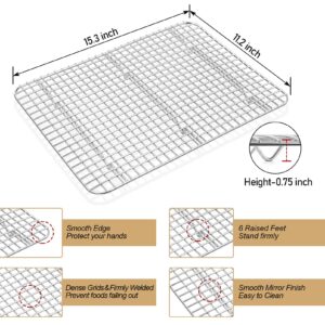 TeamFar Baking Sheet, 16’’ x 12’’ x 1’’ Stainless Steel Baking Cookie Sheet Pan with Cooling Rack & Silicone Mat Set for Oven, Non-toxic & Healthy, Dishwasher Safe & Easy Clean – Set of 3