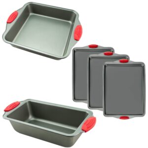 boxiki kitchen cake baking set includes 3 pcs steel cookie sheets, 8x8 square baking pan and bread loaf pan. rust free non stick premium baking molds for baking cakes, breads and cookies.