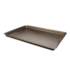 goodcook sweet creations textured nonstick large cookie baking sheet, 17" x 11" x 1", champagne pewter