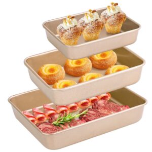 amagabeli garden & home baking pan cookie sheets set of 3 tray 9/11/13 inch cookie sheets for baking oven roasting pan barbeque grill pan jelly roll pan nonstick bakeware premium bg286