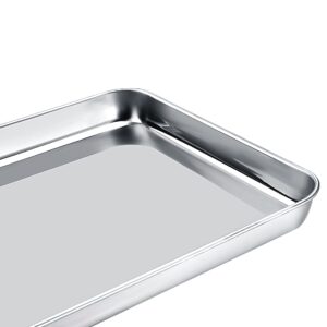 HOHUNGF, Stainless Steel Baking Sheets, Cookie Sheets,Toaster Oven Tray Pan & Rectangle Size 12.5x9.8x1 inch, Non Toxic & Healthy, Superior Mirror Finish & Dishwasher Safe, Silver, 12.5inch