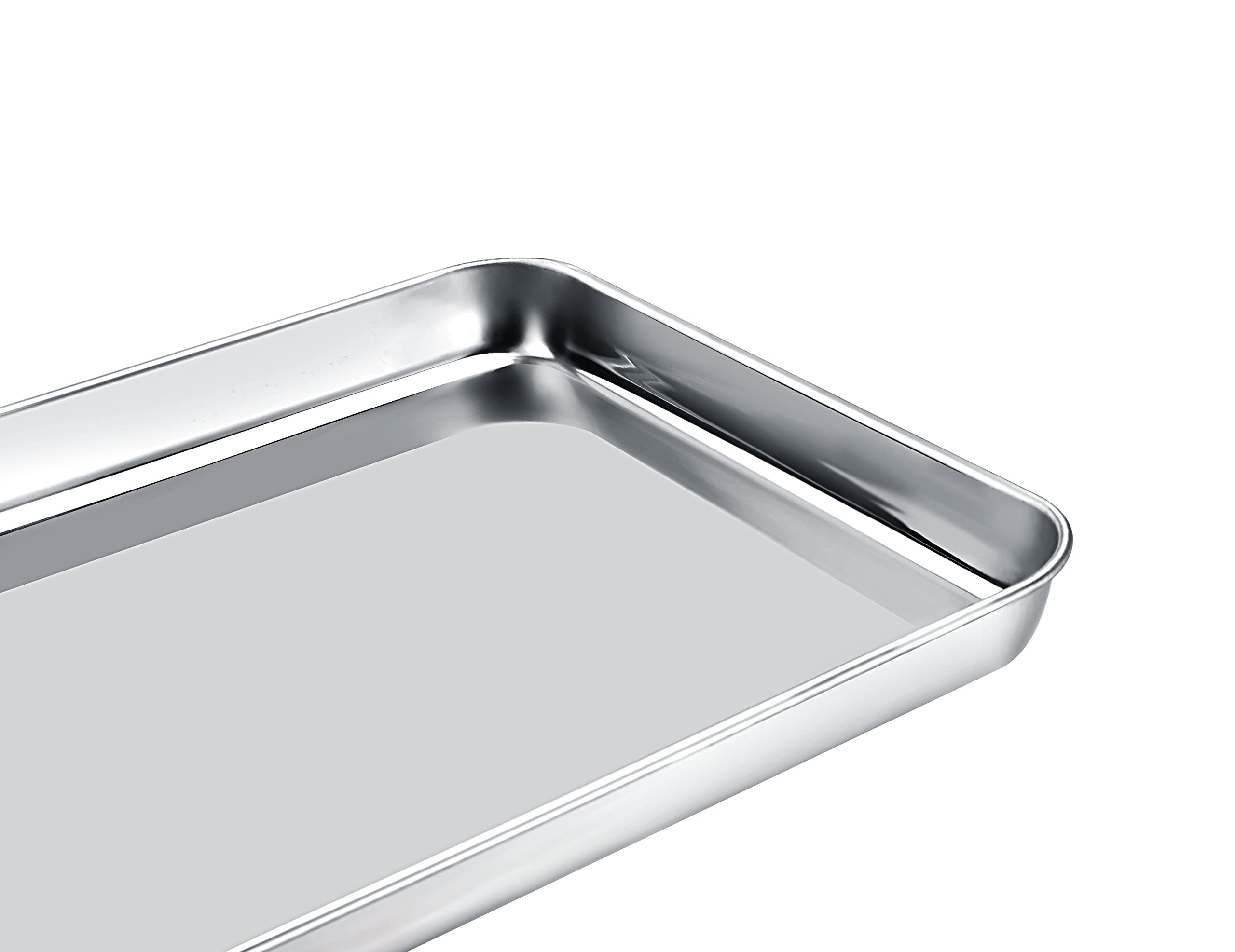 HOHUNGF, Stainless Steel Baking Sheets, Cookie Sheets,Toaster Oven Tray Pan & Rectangle Size 12.5x9.8x1 inch, Non Toxic & Healthy, Superior Mirror Finish & Dishwasher Safe, Silver, 12.5inch