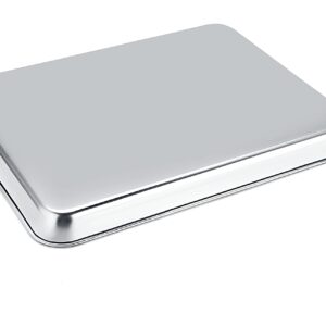 HOHUNGF, Stainless Steel Baking Sheets, Cookie Sheets,Toaster Oven Tray Pan & Rectangle Size 12.5x9.8x1 inch, Non Toxic & Healthy, Superior Mirror Finish & Dishwasher Safe, Silver, 12.5inch