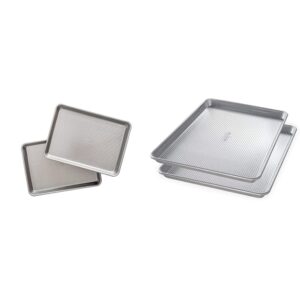 USA Pan Nonstick Quarter Sheet Pan Set of 2 and USA Pan Bakeware Half Sheet Pan Set of 2, Aluminized Steel