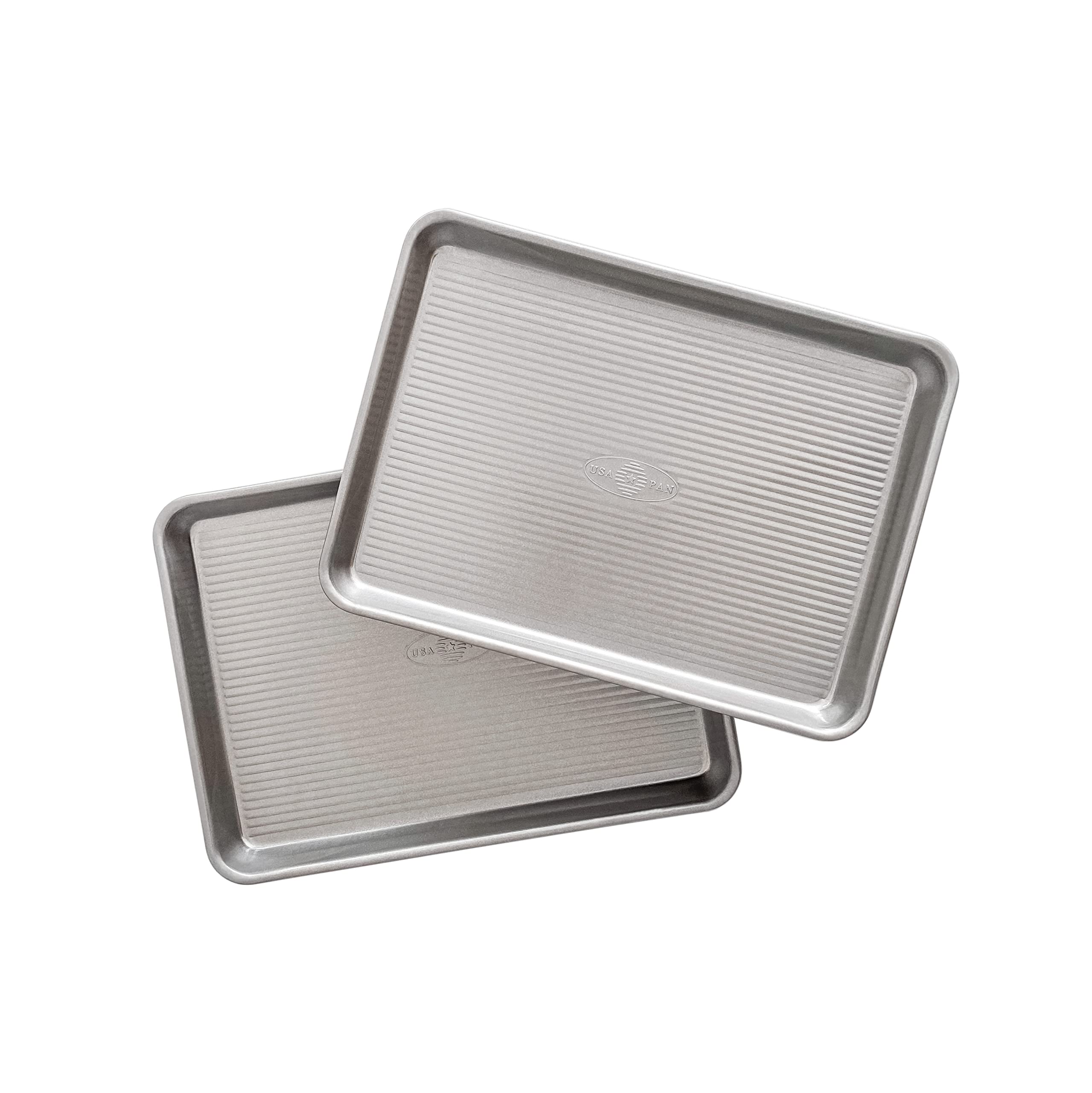 USA Pan Nonstick Quarter Sheet Pan Set of 2 and USA Pan Bakeware Half Sheet Pan Set of 2, Aluminized Steel