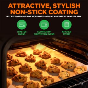 Nutrichef Non Stick Baking Sheets, Cookie Pan Aluminum Bakeware with Cooling Rack, Professional Quality Kitchen Cooking Non-Stick Bake Trays with Silver Coating Inside and Outside, 1 Pair of Pans