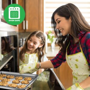 Nutrichef Non Stick Baking Sheets, Cookie Pan Aluminum Bakeware with Cooling Rack, Professional Quality Kitchen Cooking Non-Stick Bake Trays with Silver Coating Inside and Outside, 1 Pair of Pans