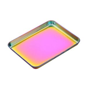 meisha baking tray, stainless steel baking cookie sheet, rimmed pan baking, non toxic & healthy, mirror finish & rust free, easy clean & dishwasher safe - rainbow