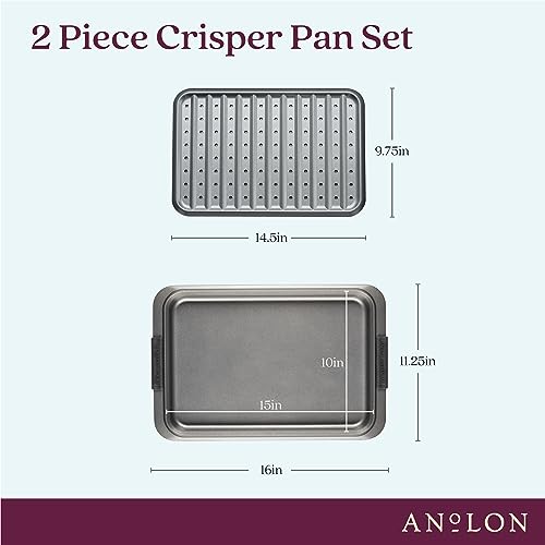 Anolon 2-Piece Steel Crisper Pan Set, Graphite