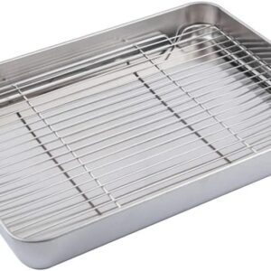 Stainless Steel Baking Sheet With Rack,Cookie Sheets and Non-stick Cooling Rack,Food Grade Material Baking Pan Tray For Oven,Extra Rectangle Size Baking sheet,Warp Resistant&Heavy Duty&Non Toxic (XL)