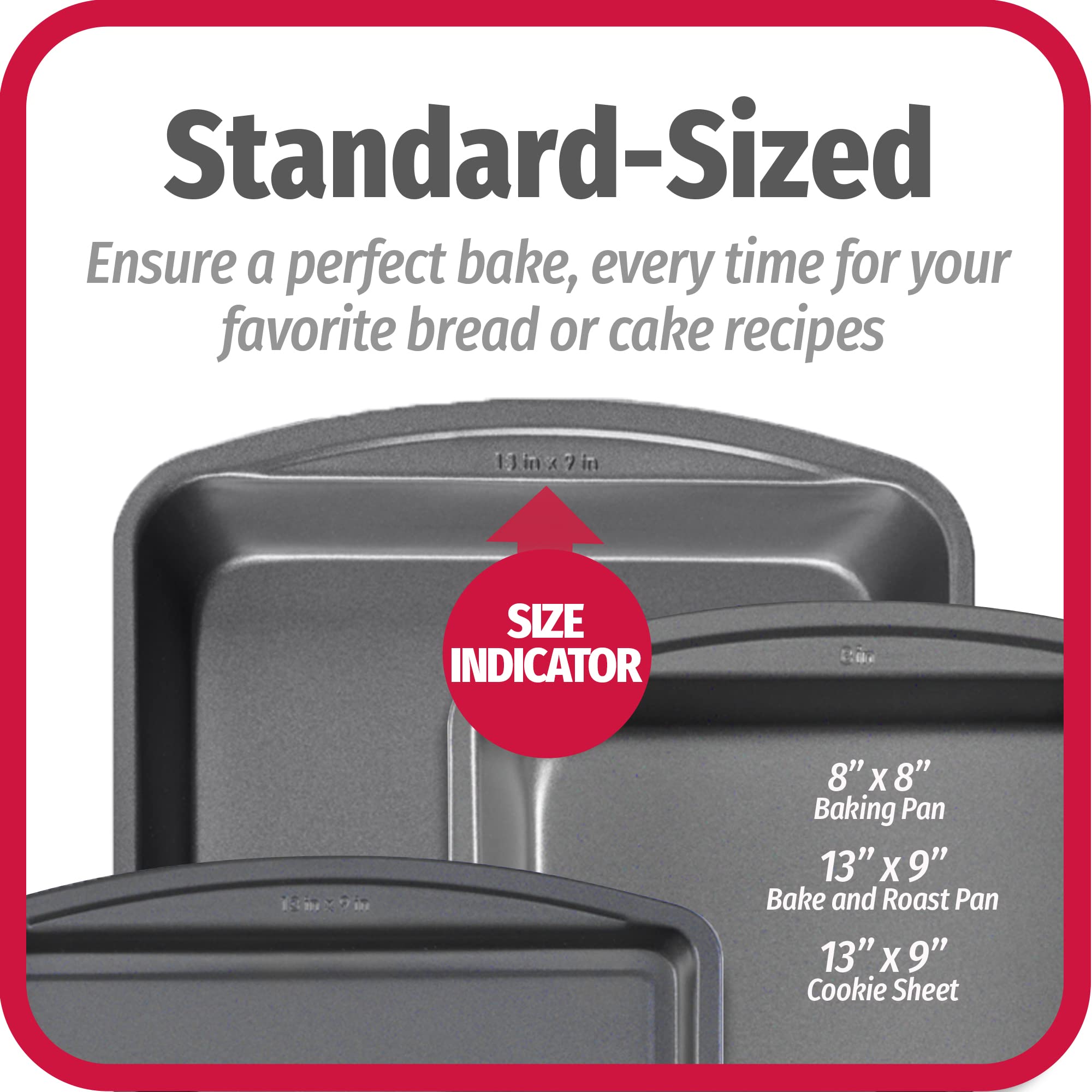Goodcook 3 pack 8x8 Baking Pan with 13x9 Bake Pan and 13x9 Cookie Sheet
