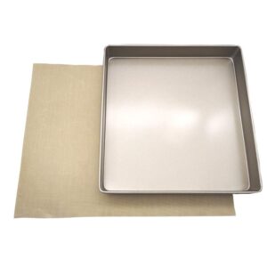 pokali carbon steel square nonstick baking sheet cake pan, cheesecake square bakeware roasting tray +1reusable baking sheet liners(11inch)