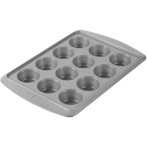 wilton ever-glide muffin pan - enjoy homemade muffins , great for cupcakes, roasted veggies, shredded potato egg cups and more, steel, 12-cavity