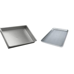 usa pan bakeware rectangular cake pan, 9 x 13 inch, nonstick & quick release coating, made in the usa from aluminized steel & bakeware half sheet pan