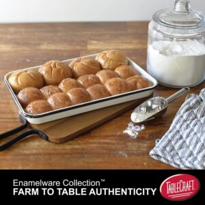 Tablecraft Enamelware Collection Black Rim Solid White Enamel Baking Cookie Sheet Jelly Roll Pan, Home Kitchen & Restaurant, Porcelain Over Steel, Classic, Vintage, Retro Style, 16x11.5x1.5, Set of 6