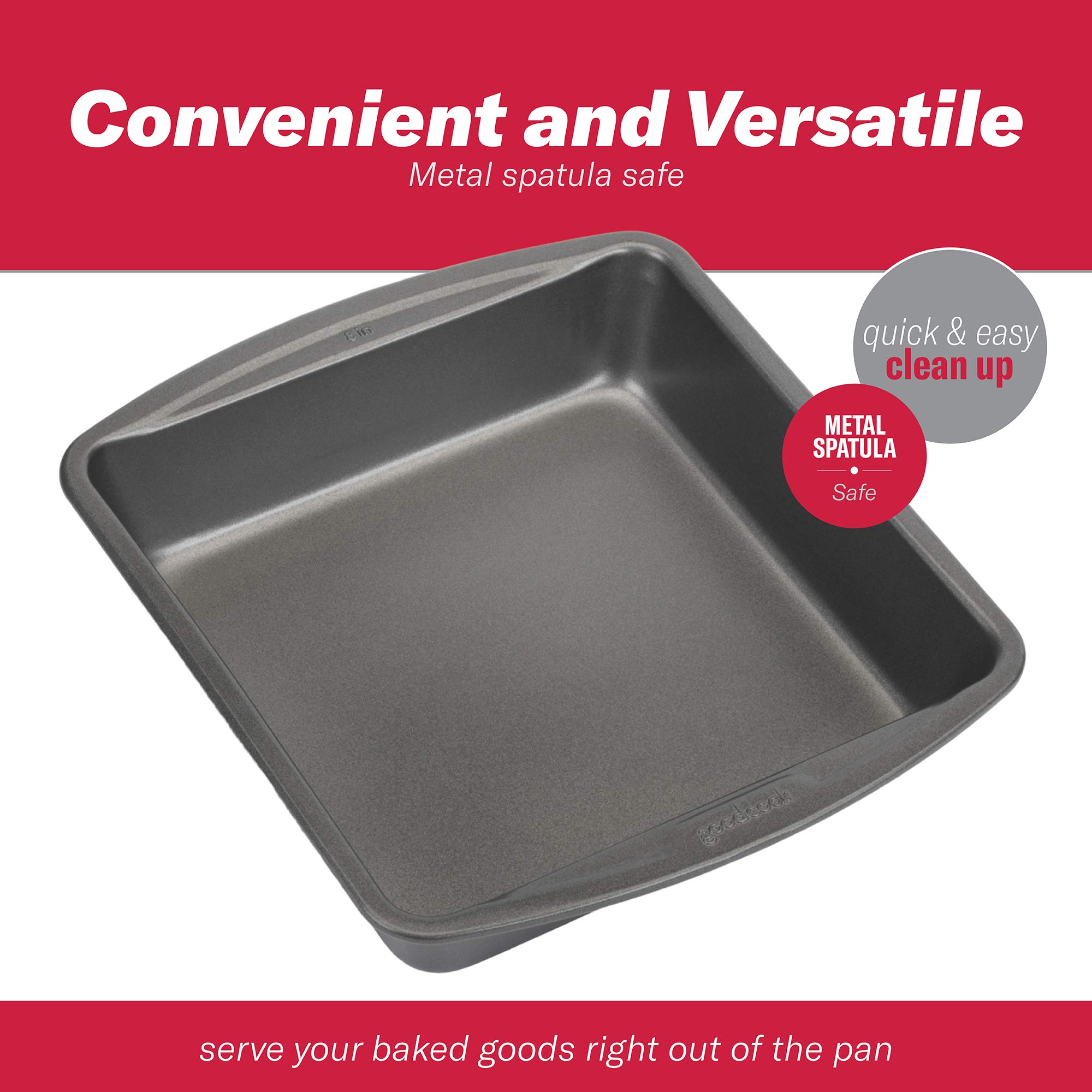 Goodcook 2pk Set 8x8 Baking Pan, 2 Pack, Gray