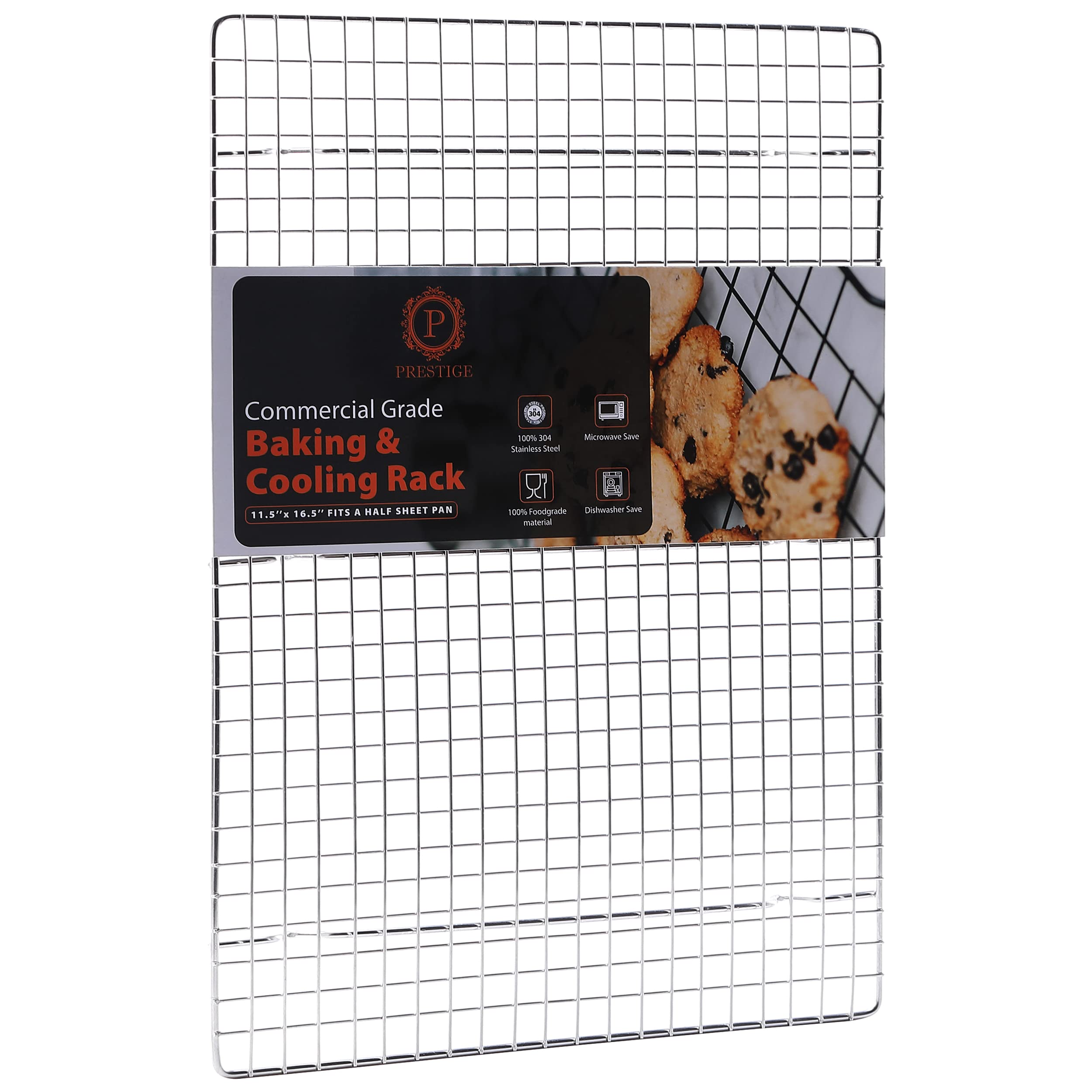 Prestige Baking Cooling Rack 11.5 x 16.5 in Cookware. Air Frying, Baking & Cooking. BPA free, food grade & thick. 100% stainless steel. Chef, professional cook approved.