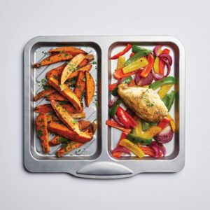 KitchenCraft Divided Baking Tray/Crisper with Non Stick Finish, 40 x 35.5 cm