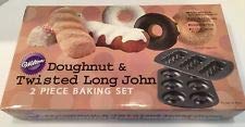 wilton 6 cavity doughnut & twisted long john 2 piece baking set