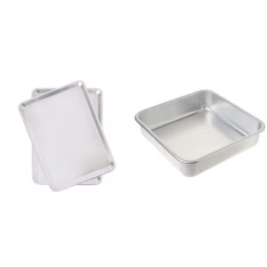nordic ware natural aluminum commercial baker's half sheet, 2-pack (silver) and nordic ware naturals aluminum commercial 8" x 8" square cake pan (silver)